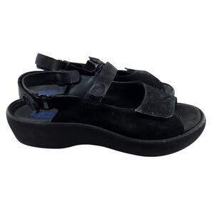 Wolky Sandals Womens 11 42 Jewel Platform Slingback Black Nubuck Leather Comfort